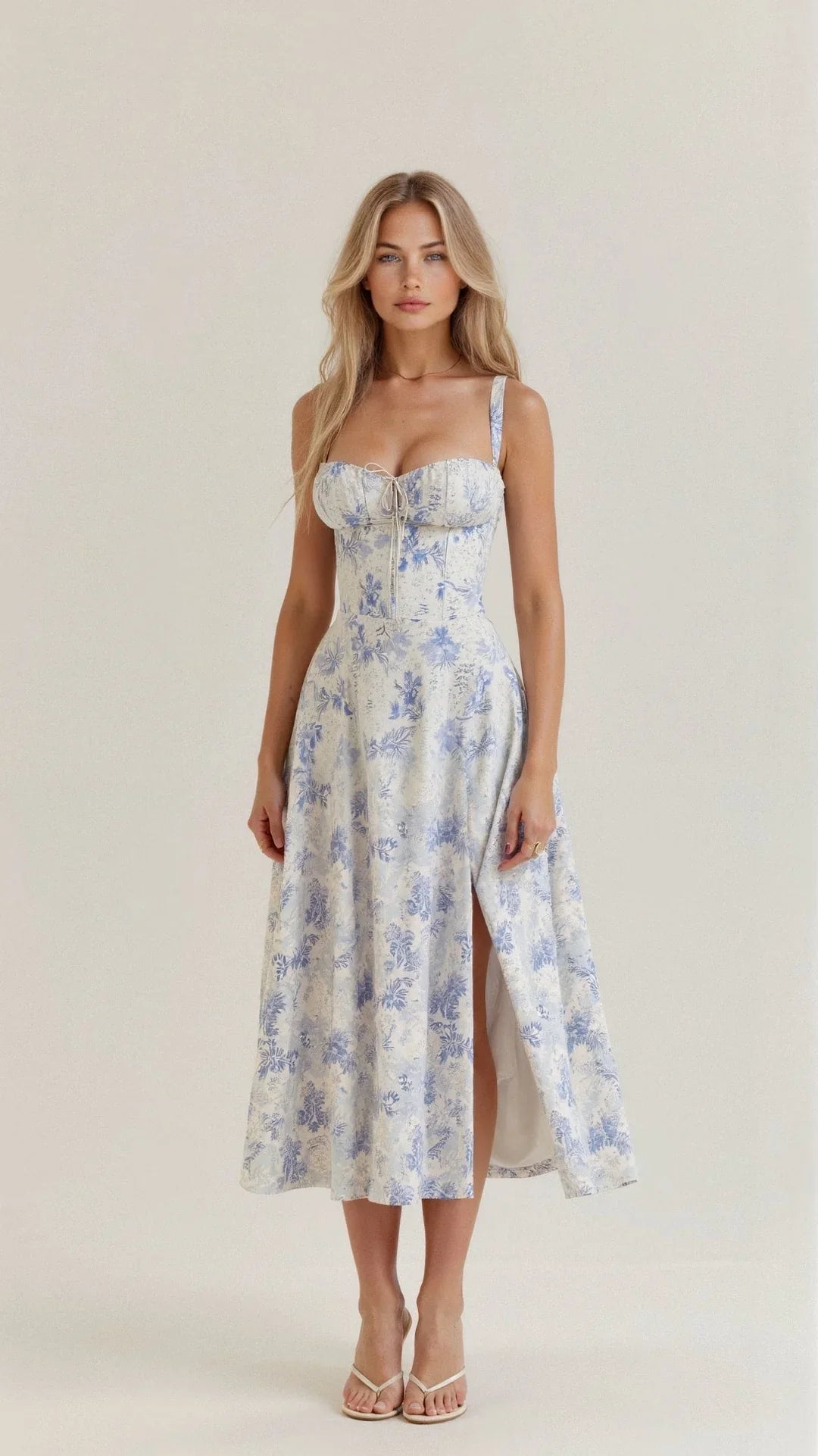 Audra | Women's Floral Corset A-Line Midi Dress