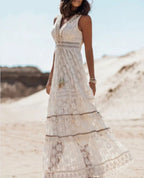 Jovita | Women's Boho Lace Tiered Sleeveless Maxi Dress