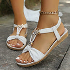 Sienna | Women's Elegant Charm Beach Sandals with Bow Detail