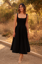 Sigrun | Women's Square Neck Corset Midi Dress