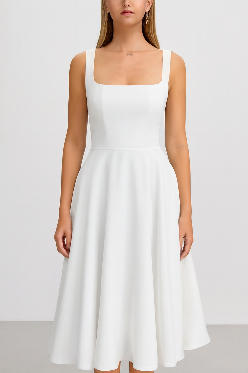 Sigrun | Women's Square Neck Corset Midi Dress