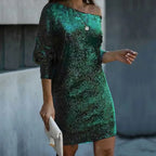 Celeste | Women's Sequin One-Shoulder Midi Prom Dress