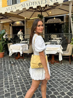 Gloria | Women's Chic Textured Puff Sleeve V-Neck Mini Dress