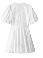 Gloria | Women's Chic Textured Puff Sleeve V-Neck Mini Dress