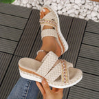 Taliesin | Women's Boho Woven Double Strap Platform Sandals