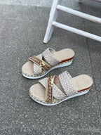 Taliesin | Women's Boho Woven Double Strap Platform Sandals