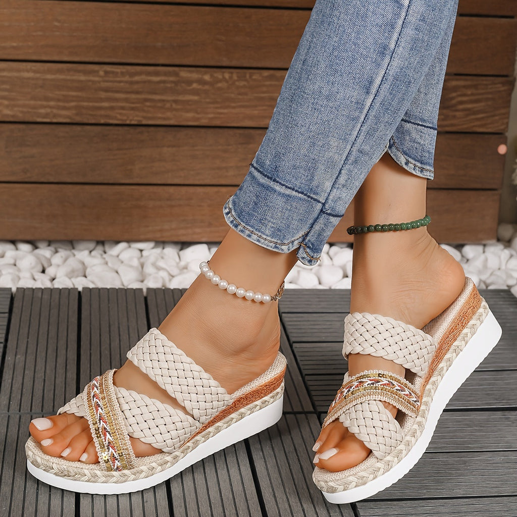 Taliesin | Women's Boho Woven Double Strap Platform Sandals