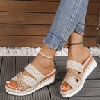 Taliesin | Women's Boho Woven Double Strap Platform Sandals