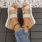 Taliesin | Women's Boho Woven Double Strap Platform Sandals