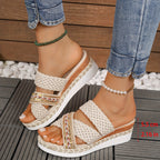 Taliesin | Women's Boho Woven Double Strap Platform Sandals