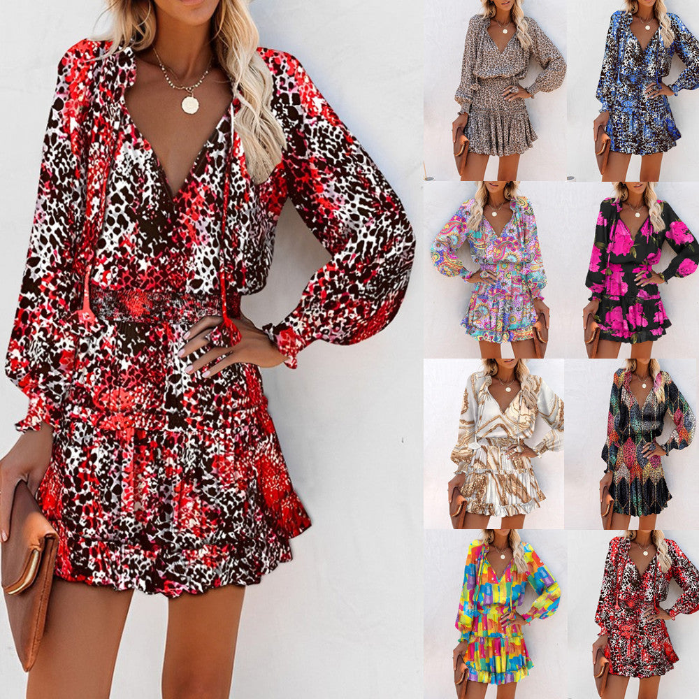 Bianca | Women's Floral Long Sleeve Smocked Waist Mini Dress