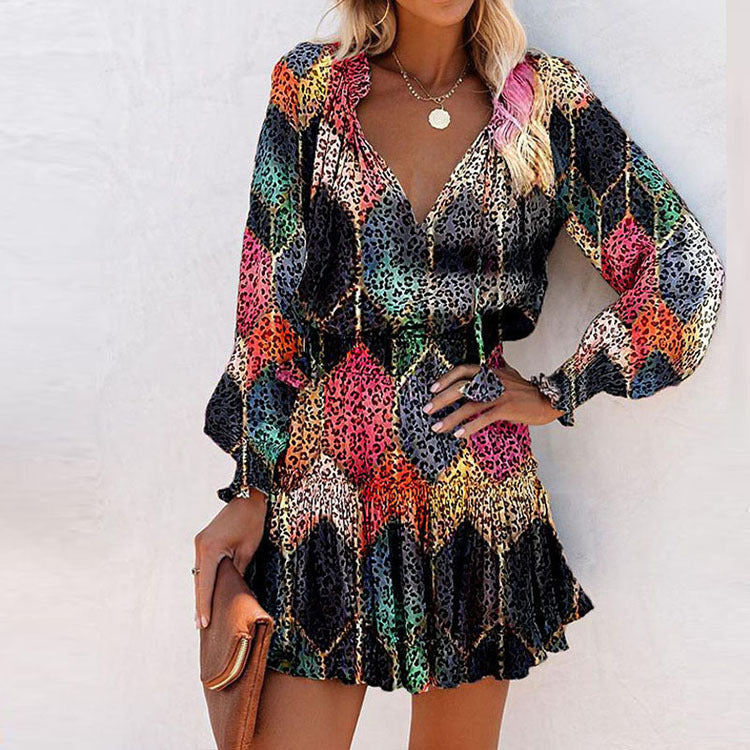 Bianca | Women's Floral Long Sleeve Smocked Waist Mini Dress