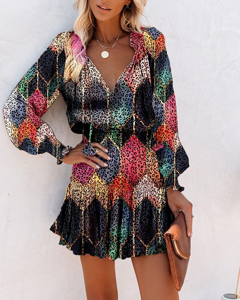 Bianca | Women's Floral Long Sleeve Smocked Waist Mini Dress