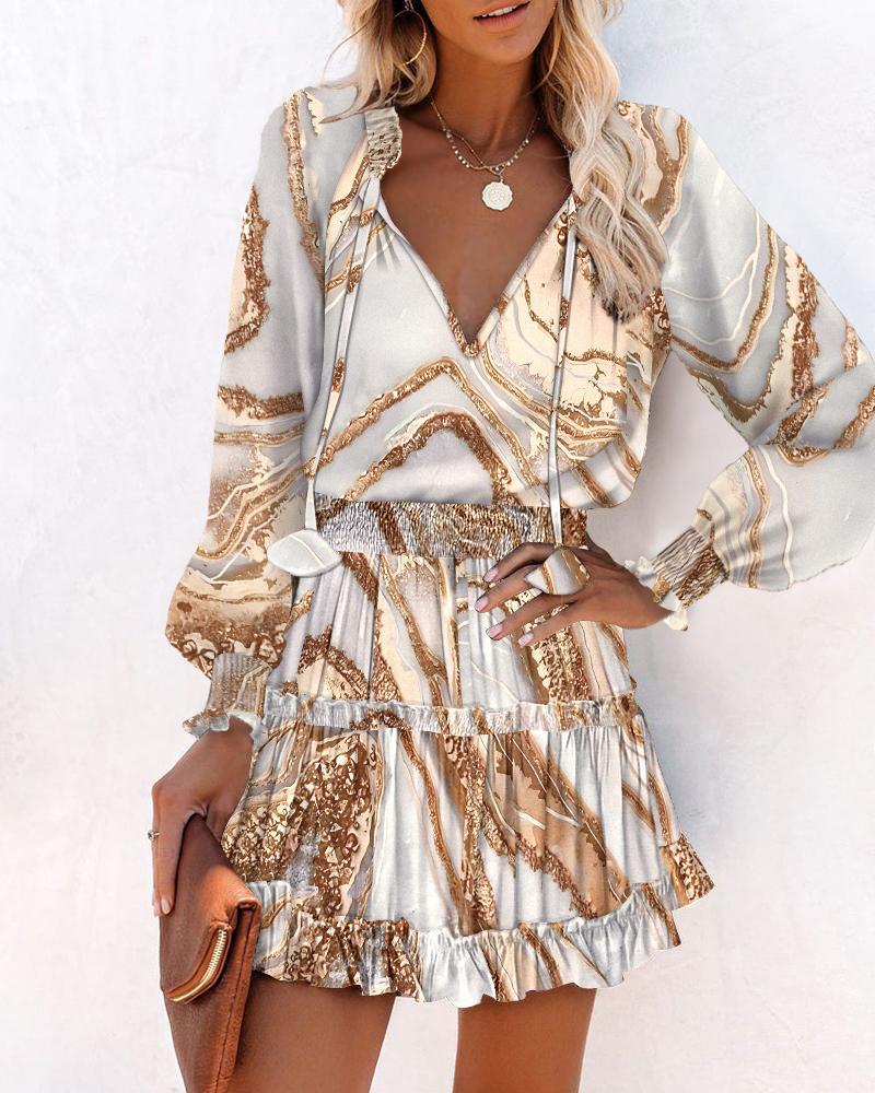 Bianca | Women's Floral Long Sleeve Smocked Waist Mini Dress
