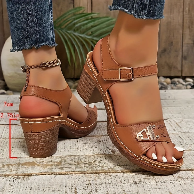 Tarquin | Women's Cut-Out Block Heel Slingback Sandals