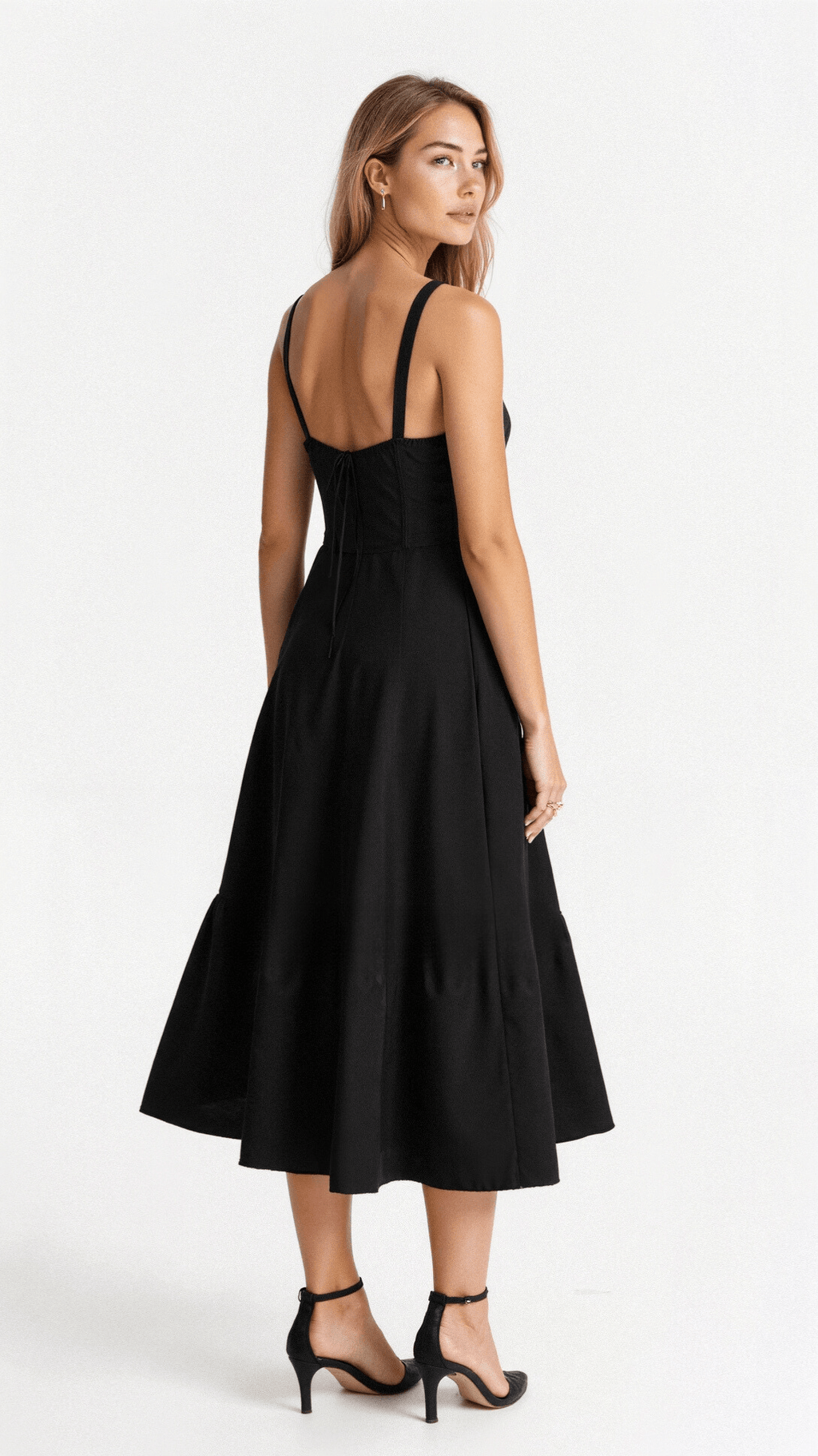 Fernanda | Women's Floral Sweetheart Neck Spaghetti Strap Midi Dress