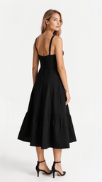 Fernanda | Women's Floral Sweetheart Neck Spaghetti Strap Midi Dress