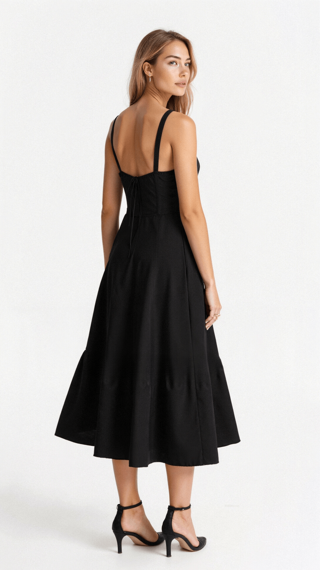 Fernanda | Women's Floral Sweetheart Neck Spaghetti Strap Midi Dress