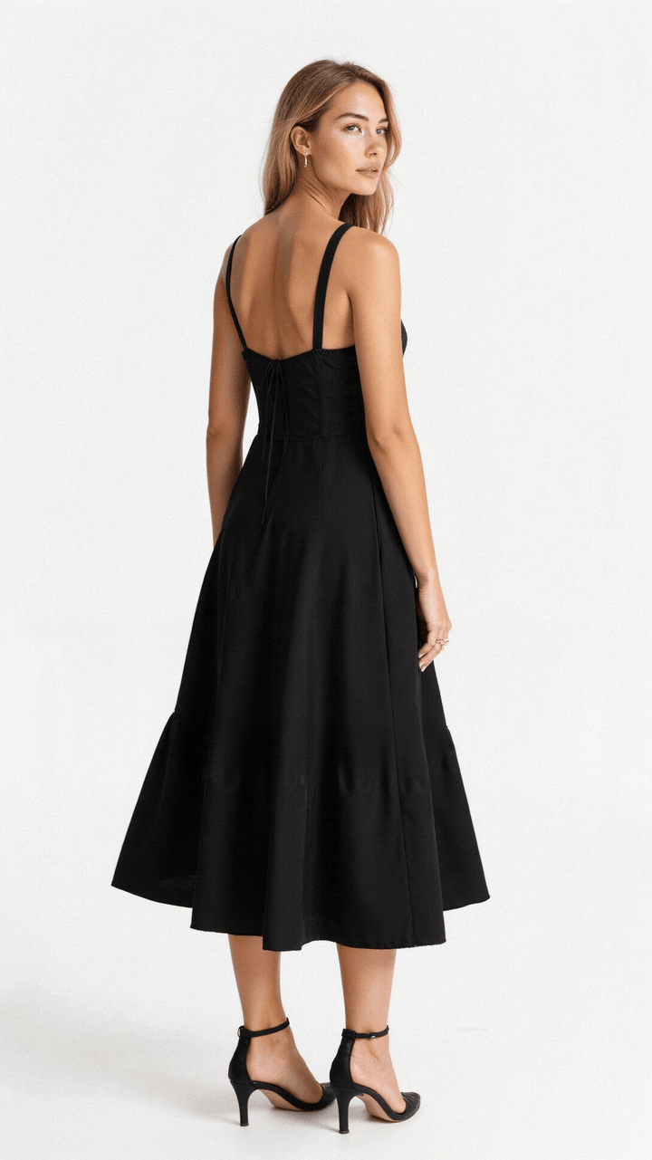 Fernanda | Women's Floral Satin Sweetheart Neck Spaghetti Strap Midi Dress