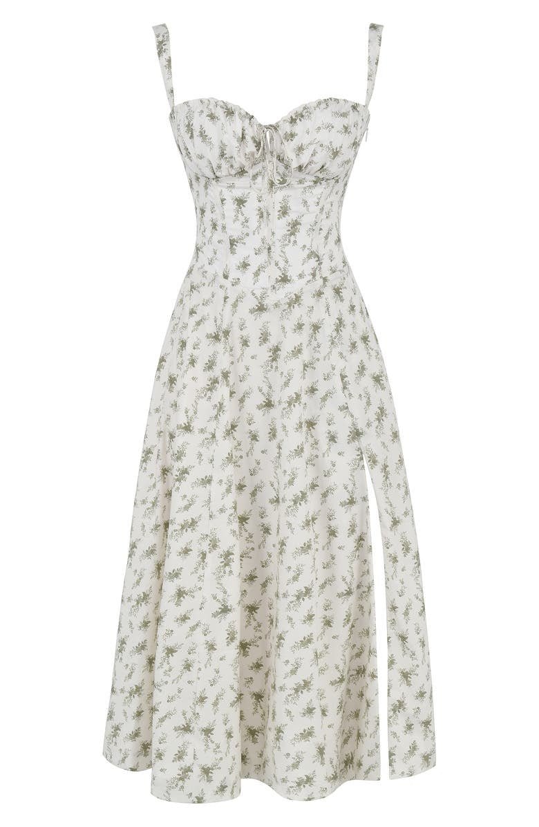Fernanda | Women's Floral Sweetheart Neck Spaghetti Strap Midi Dress