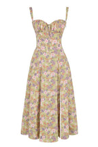 Fernanda | Women's Floral Sweetheart Neck Spaghetti Strap Midi Dress