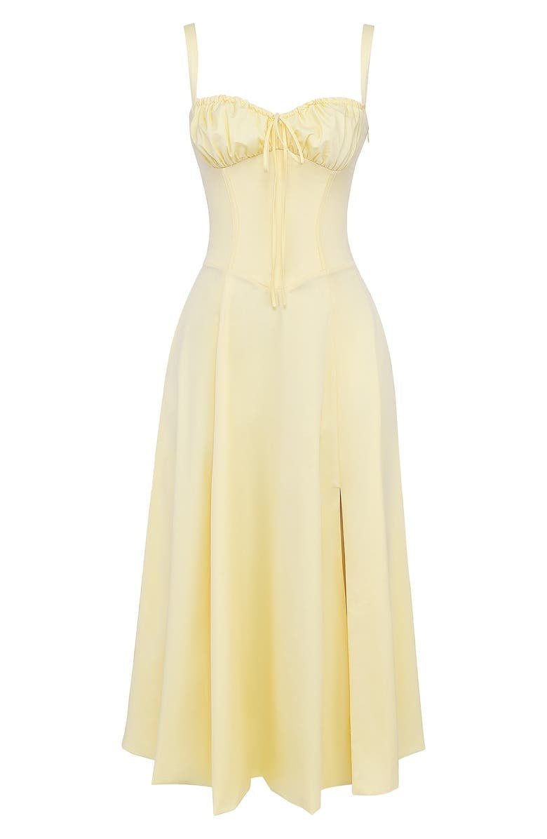 Fernanda | Women's Floral Sweetheart Neck Spaghetti Strap Midi Dress