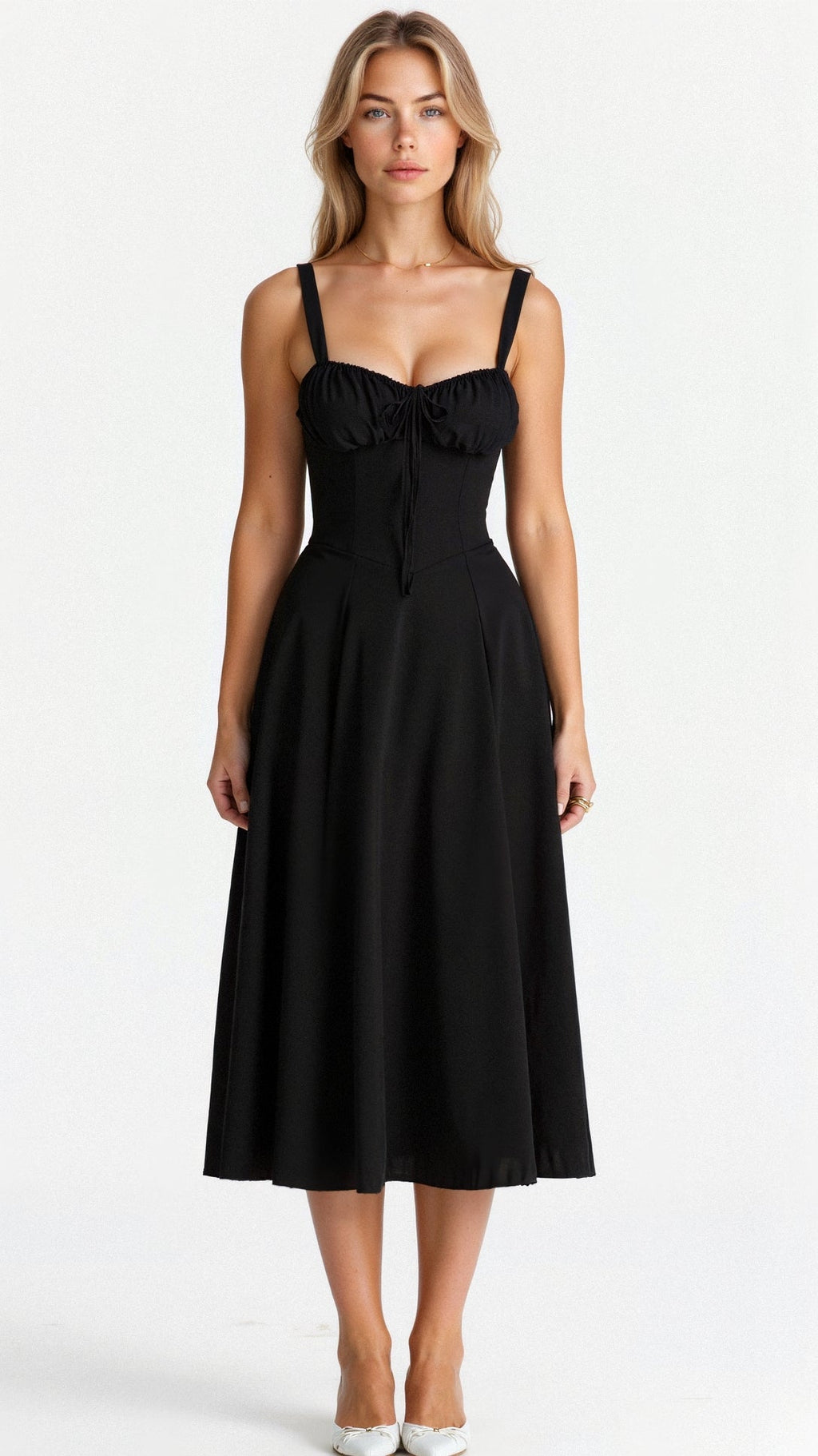 Fernanda | Women's Floral Sweetheart Neck Spaghetti Strap Midi Dress