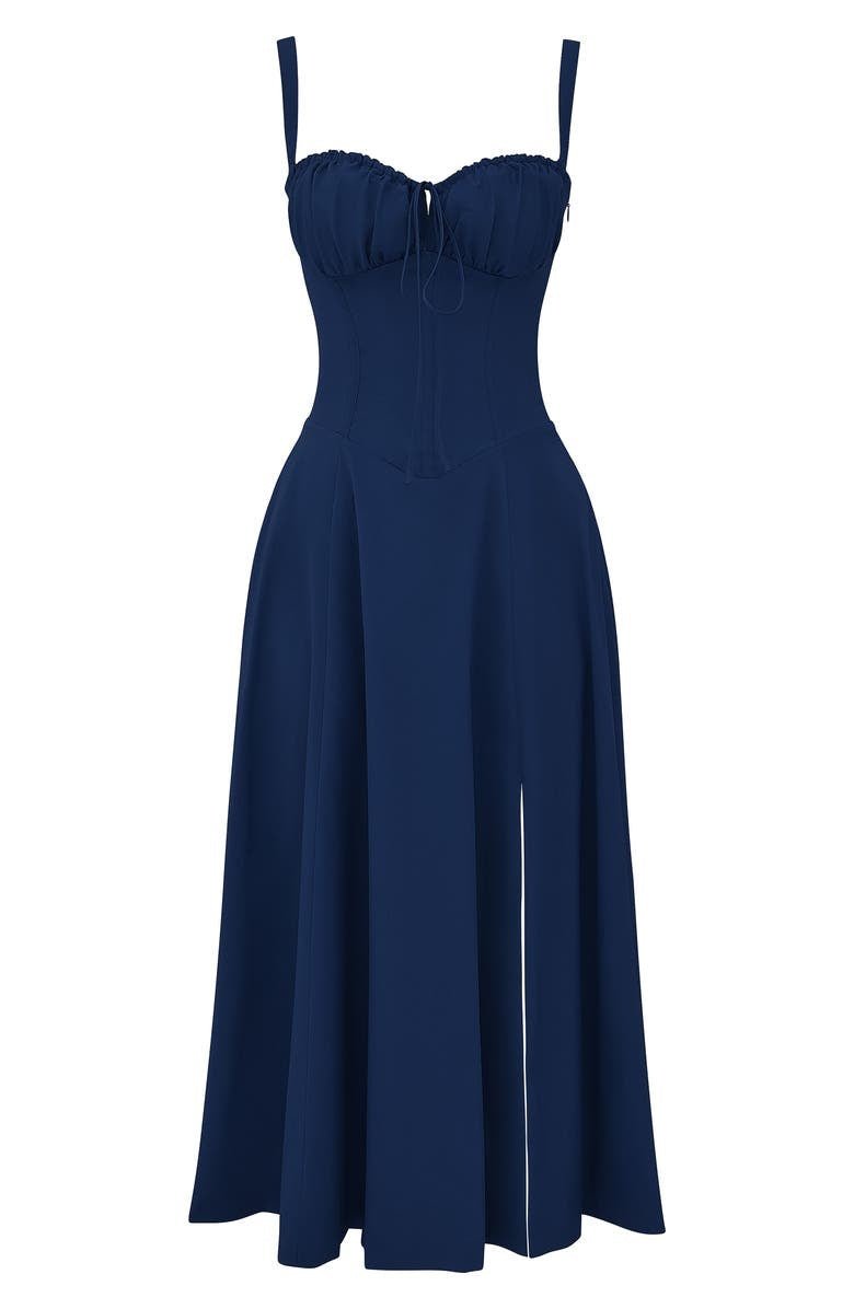 Fernanda | Women's Floral Sweetheart Neck Spaghetti Strap Midi Dress
