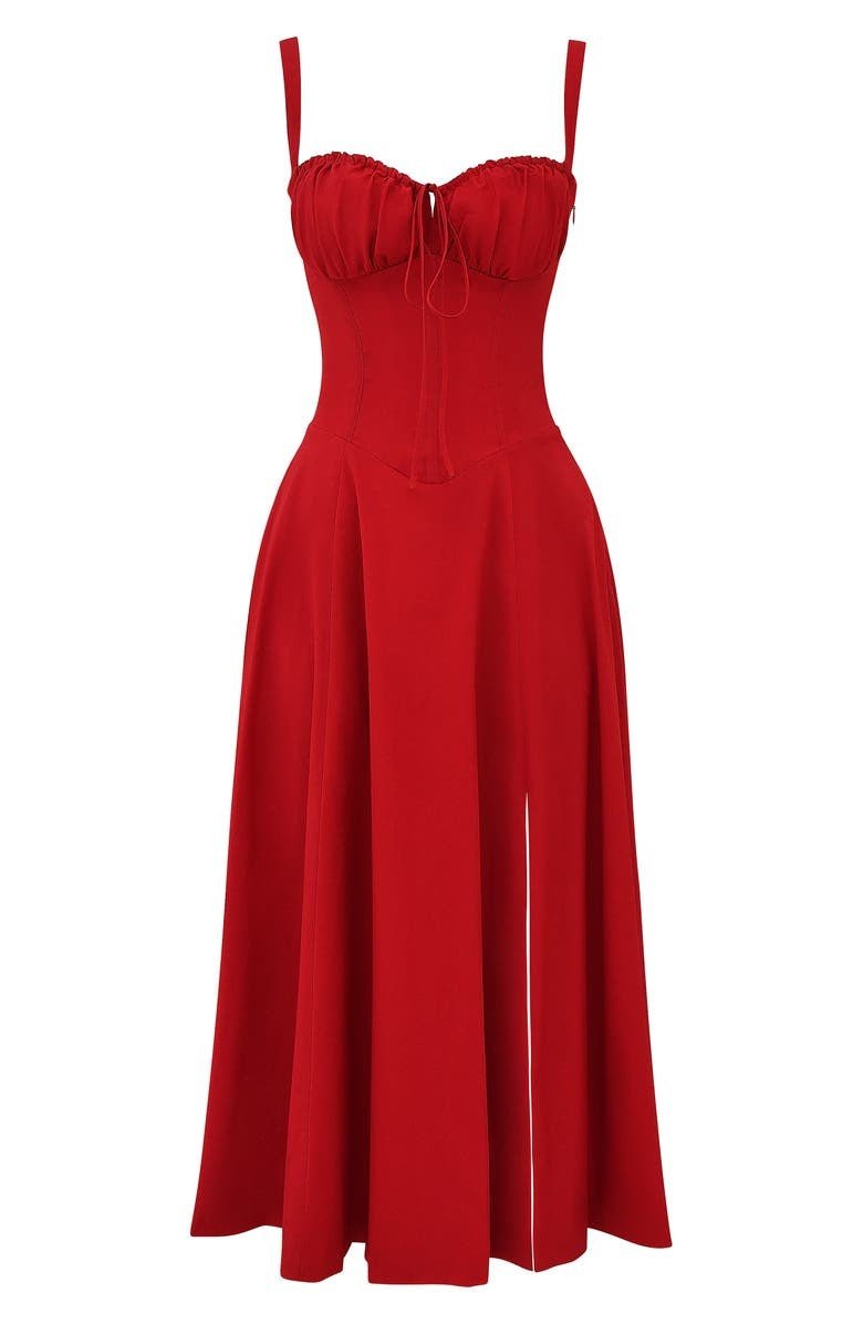 Fernanda | Women's Floral Sweetheart Neck Spaghetti Strap Midi Dress
