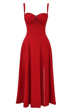 Fernanda | Women's Floral Sweetheart Neck Spaghetti Strap Midi Dress