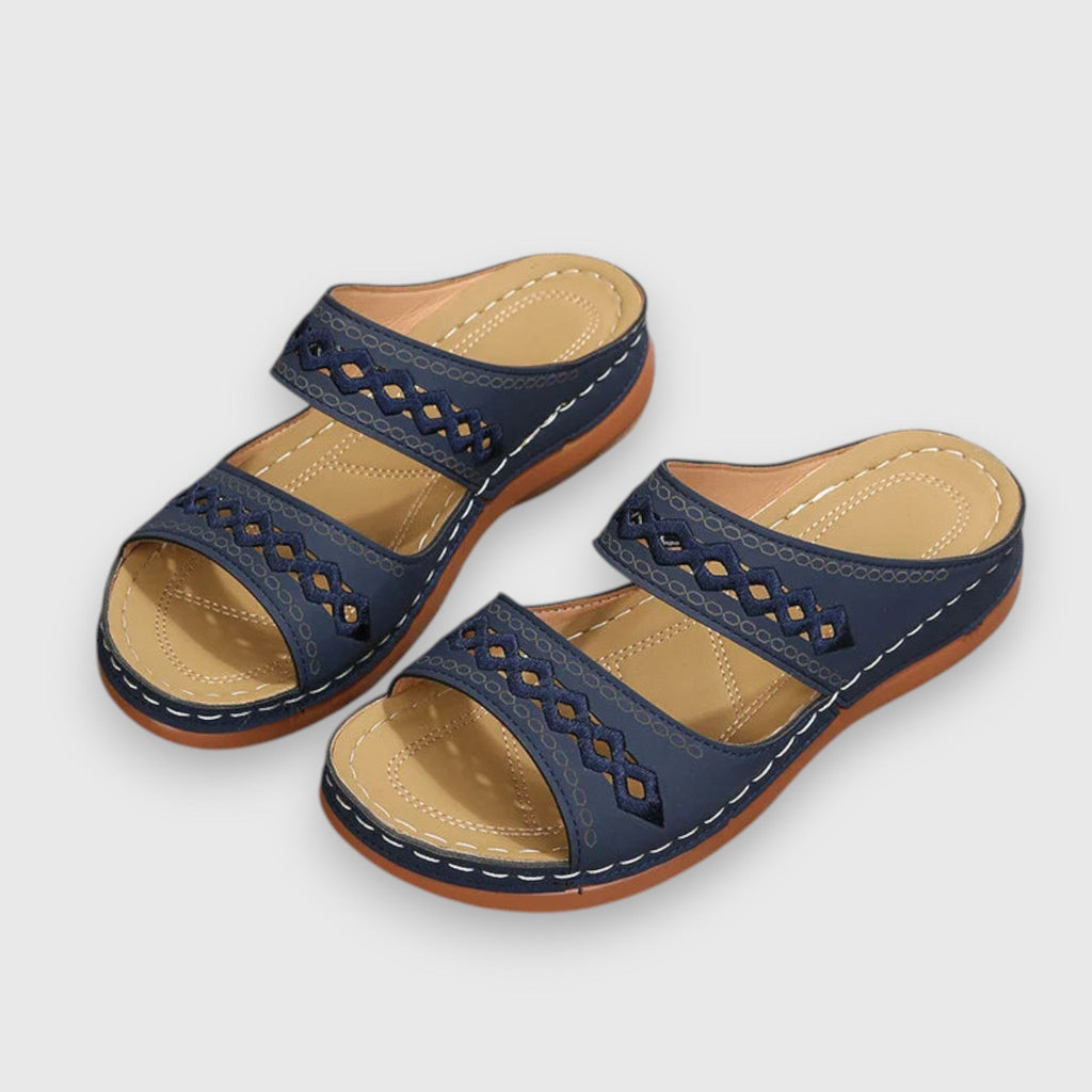 Theron | Women's Cut-Out Double Strap Wedge Slides