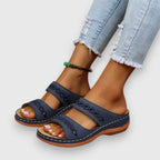 Theron | Women's Cut-Out Double Strap Wedge Slides