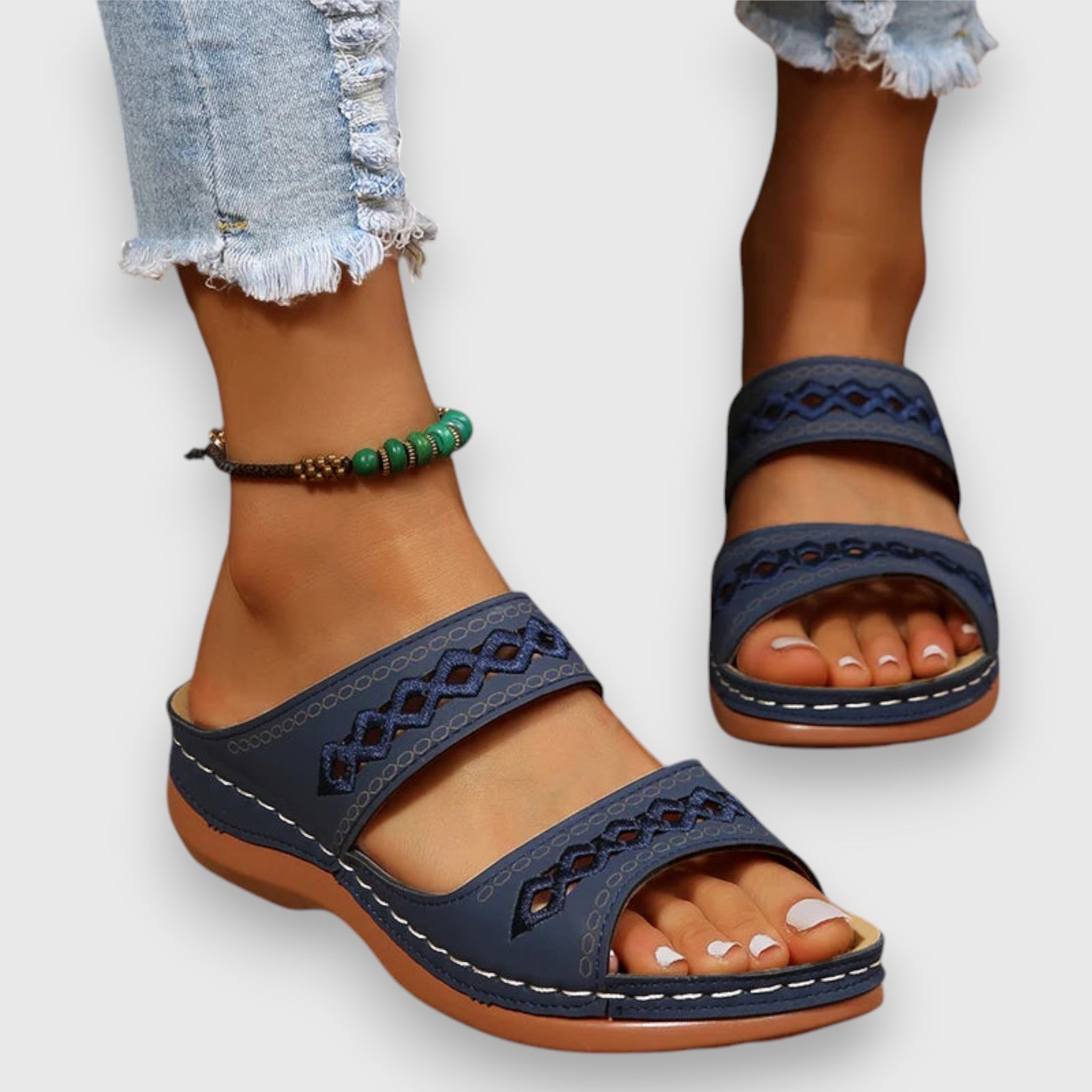 Theron | Women's Cut-Out Double Strap Wedge Slides