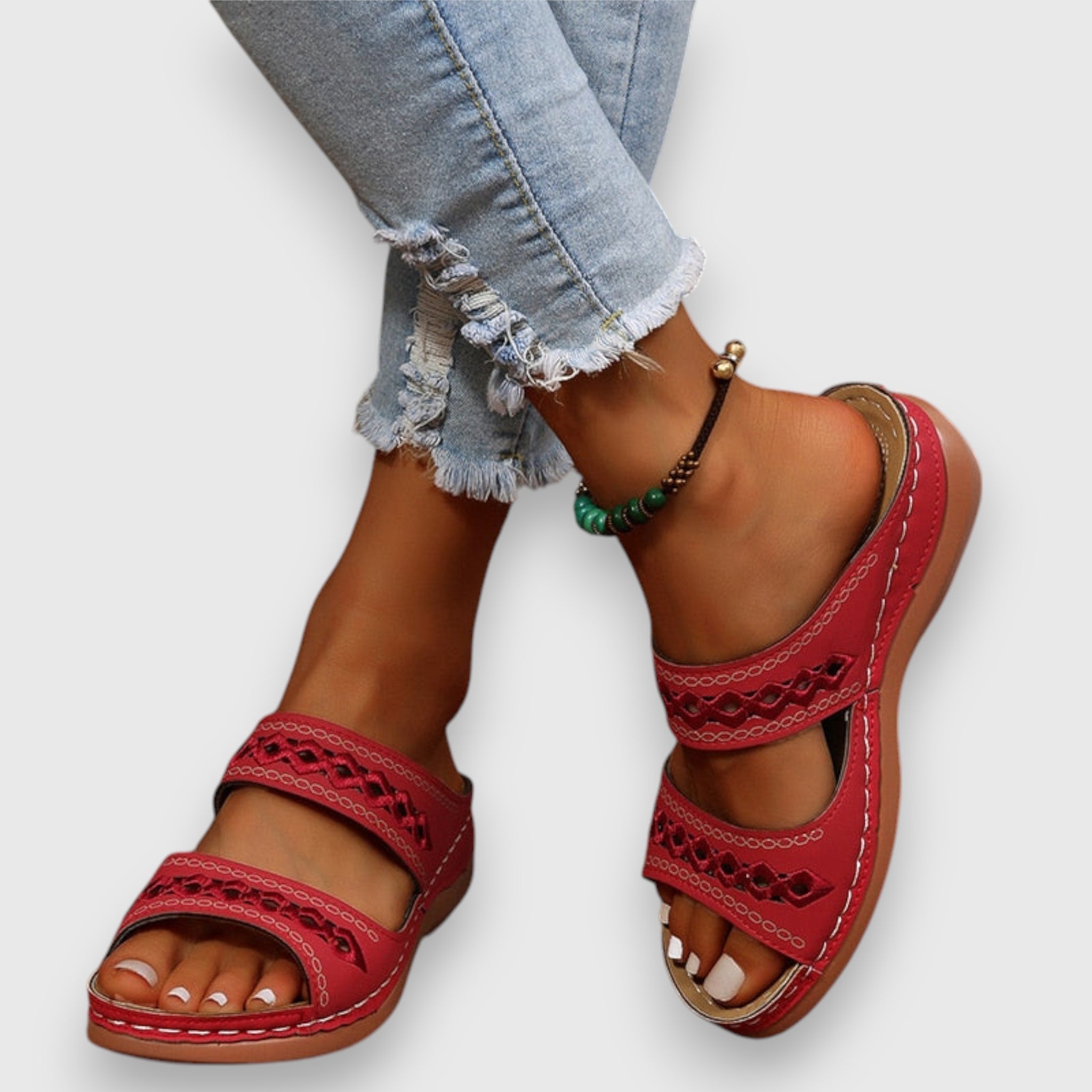 Theron | Women's Cut-Out Double Strap Wedge Slides