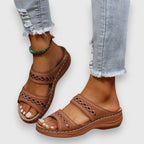 Theron | Women's Cut-Out Double Strap Wedge Slides