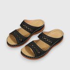 Theron | Women's Cut-Out Double Strap Wedge Slides