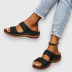 Theron | Women's Cut-Out Double Strap Wedge Slides