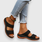 Theron | Women's Cut-Out Double Strap Wedge Slides