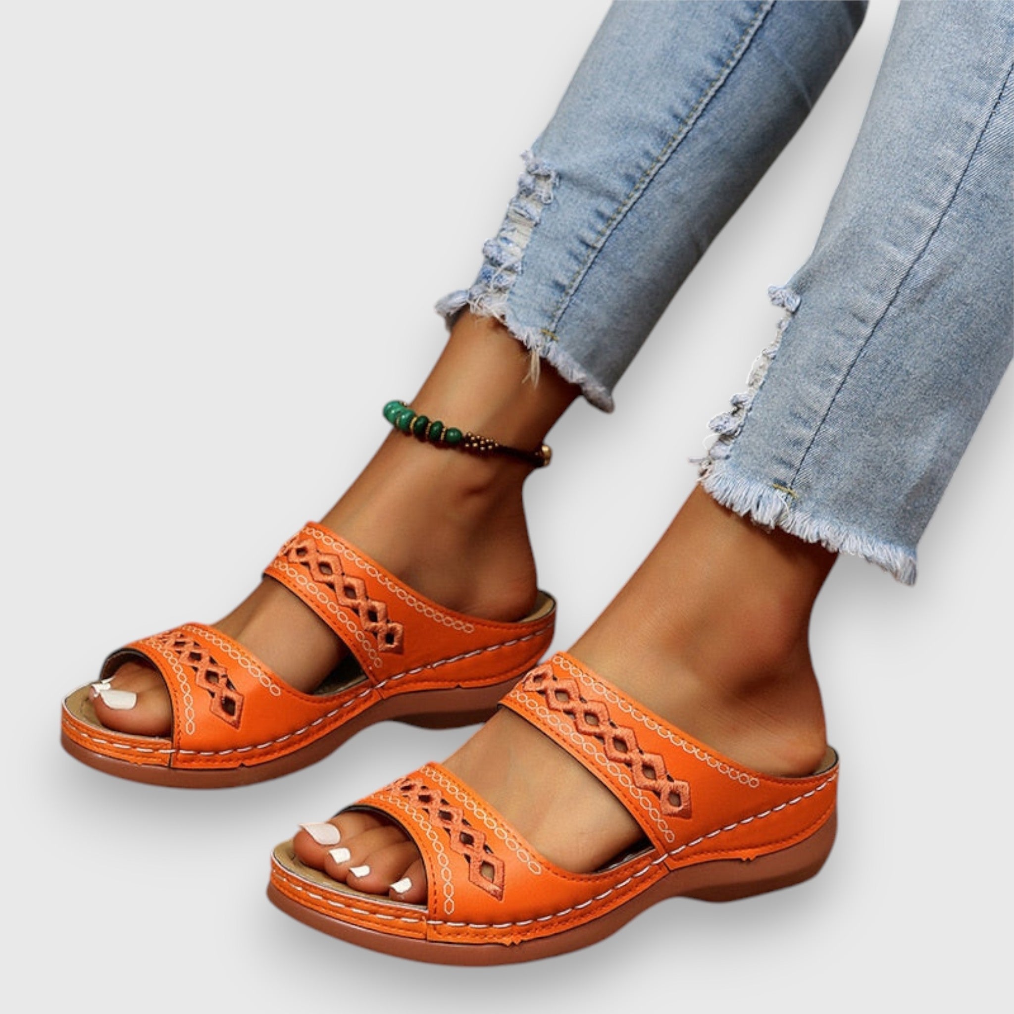 Theron | Women's Cut-Out Double Strap Wedge Slides