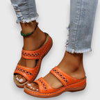 Theron | Women's Cut-Out Double Strap Wedge Slides