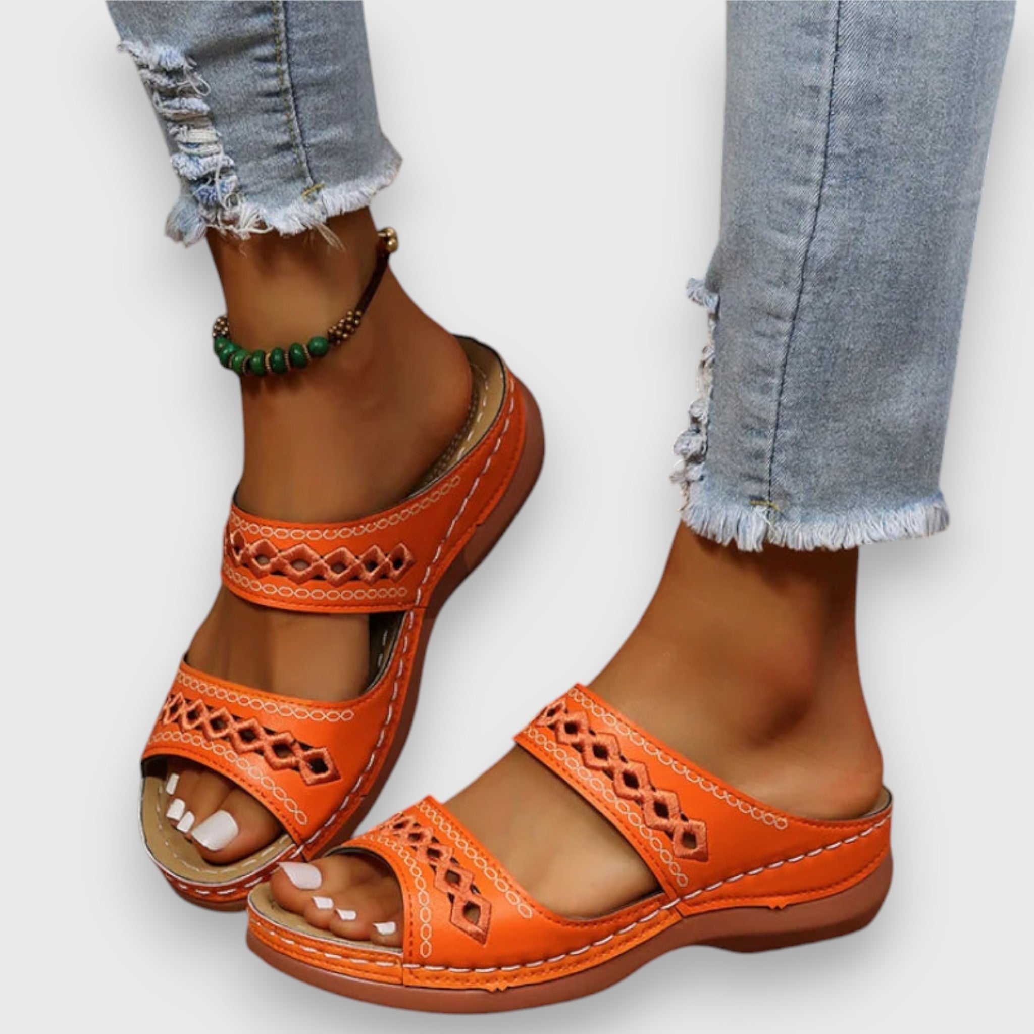 Theron | Women's Cut-Out Double Strap Wedge Slides