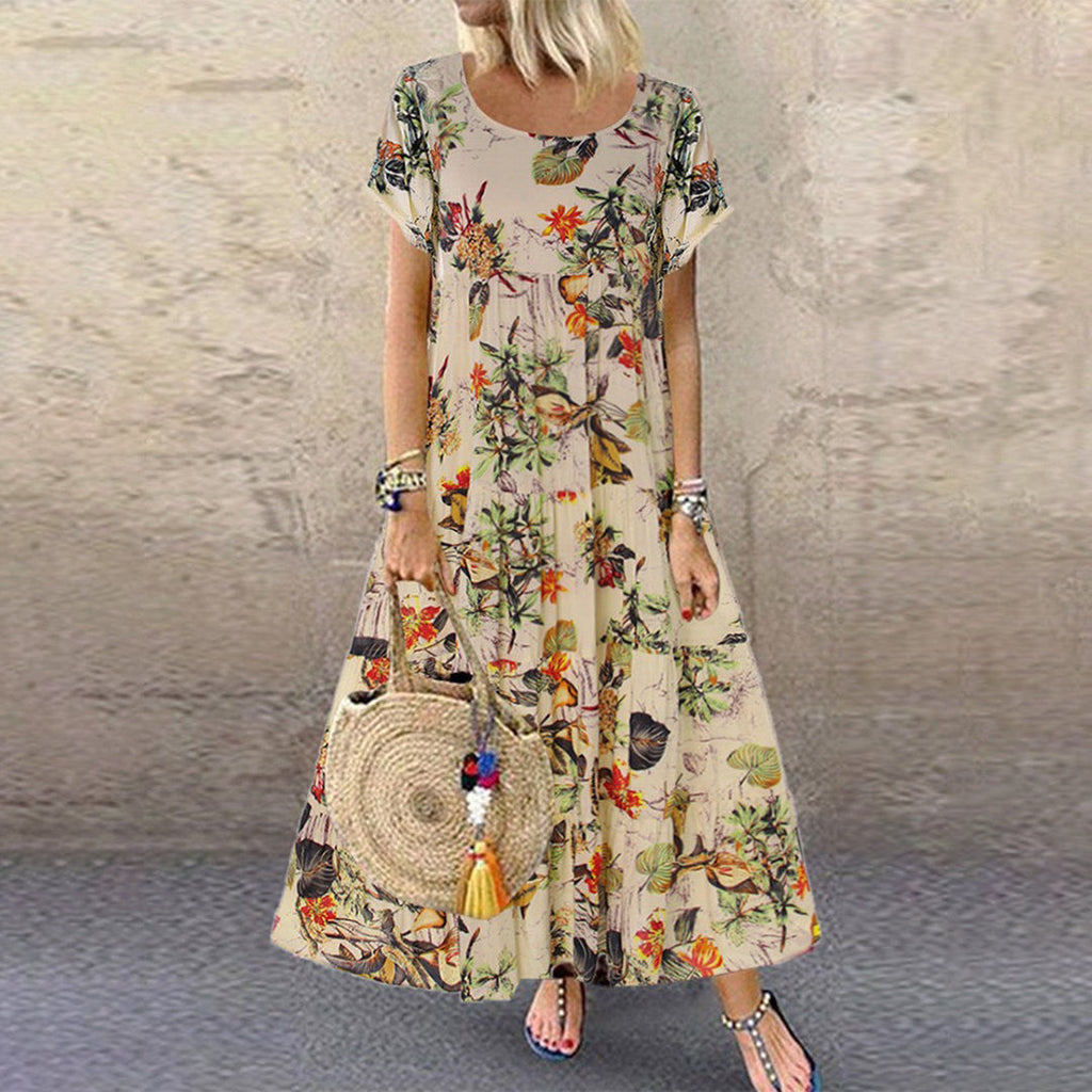 Dex | Women's Casual Floral Short Sleeve Maxi Dress