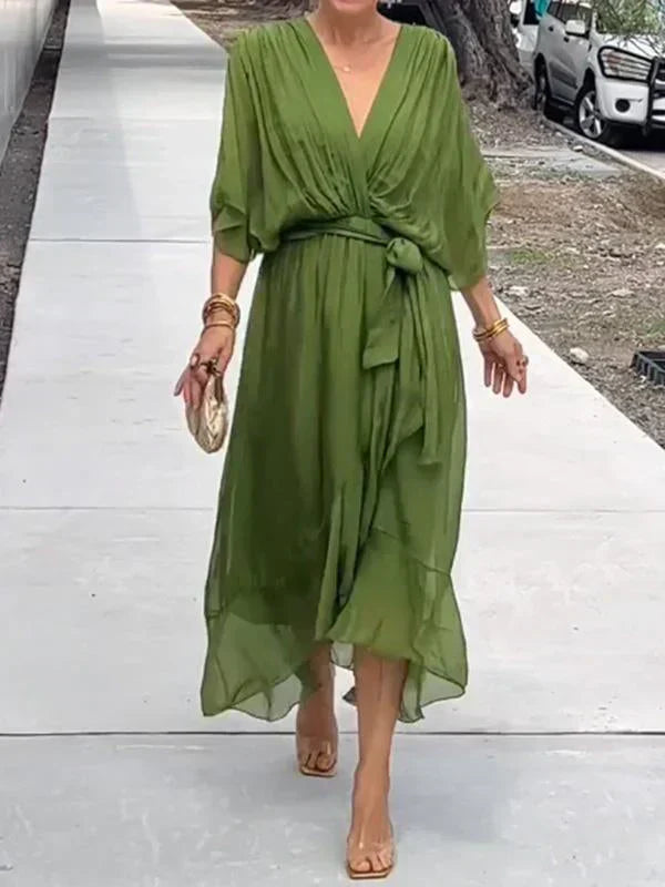 Eulalia | Women's Batwing Sleeve Wrap Midi Dress