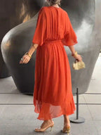 Eulalia | Women's Batwing Sleeve Wrap Midi Dress