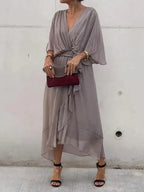 Eulalia | Women's Batwing Sleeve Wrap Midi Dress