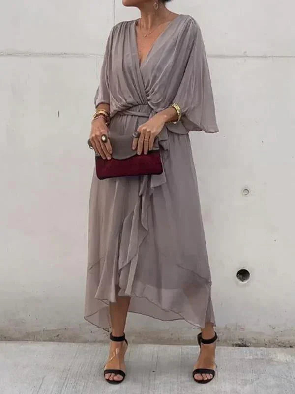 Eulalia | Women's Batwing Sleeve Wrap Midi Dress