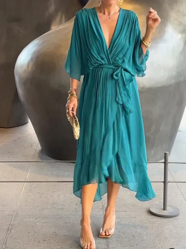 Eulalia | Women's Batwing Sleeve Wrap Midi Dress