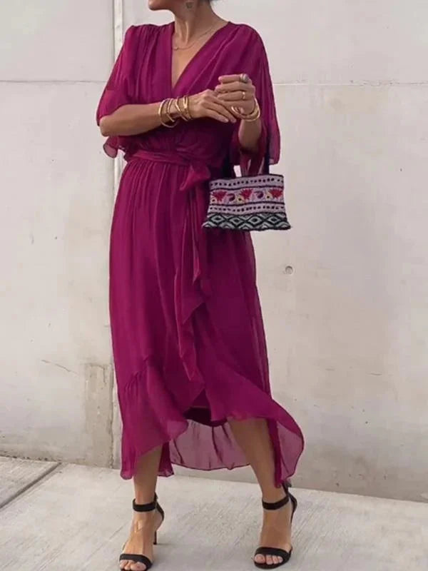 Eulalia | Women's Batwing Sleeve Wrap Midi Dress