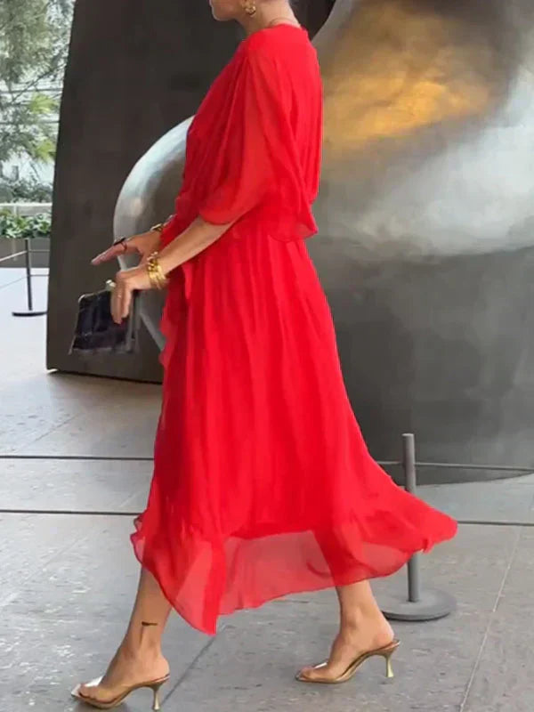 Eulalia | Women's Batwing Sleeve Wrap Midi Dress