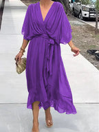 Eulalia | Women's Batwing Sleeve Wrap Midi Dress